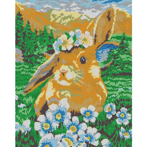 Вышивка бисером наборы картина Кролик в поле 30х38 см