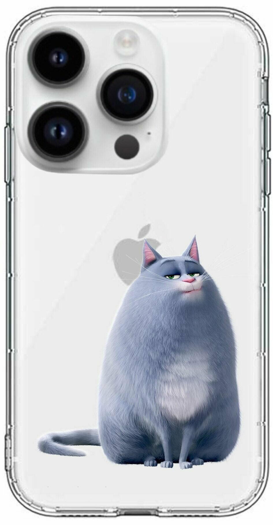 Чехол силиконовый для iPhone 14 Pro "Кот тайная жизнь домашних животных" с усиленным бортом для защиты камер - фотография № 1