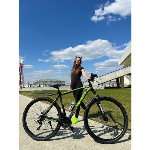 Велосипед алюминиевый горный Richiesto 29 колёса рама 19 чёрно-зелёный подростковыйвзрослыйженскиймужской 2525500₽