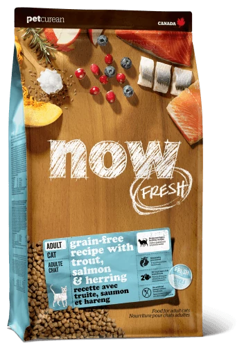 Корм NOW FRESH Grain Free Trout, Salmon & Herring (беззерновой) для кошек с чувствительным пищеварением, с форелью, лососем и сельдью, 3.63 кг - фотография № 1