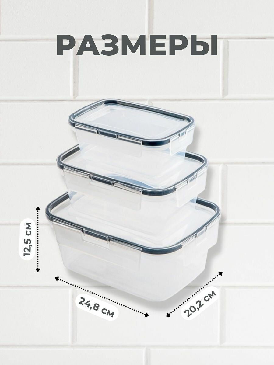 Idiland Набор контейнеров для продуктов 2211045, 14.7x19.5 см, прозрачный - фотография № 18