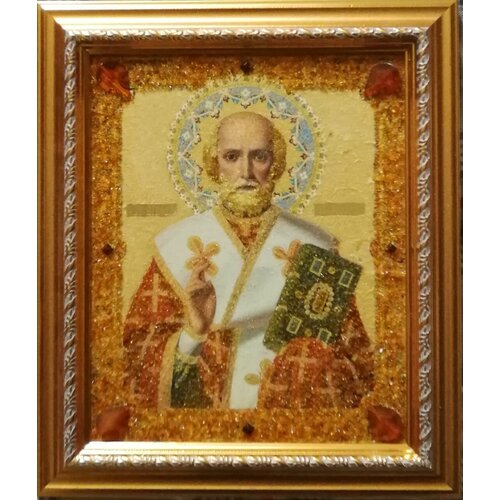 Икона Николай Чудотворец икона святой александр невский из балтийского янтаря