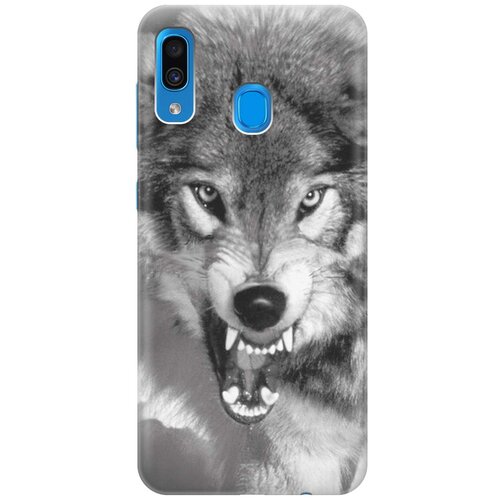 фото Ультратонкий силиконовый чехол-накладка для samsung galaxy a20 / a30 с принтом "волчий оскал" gosso