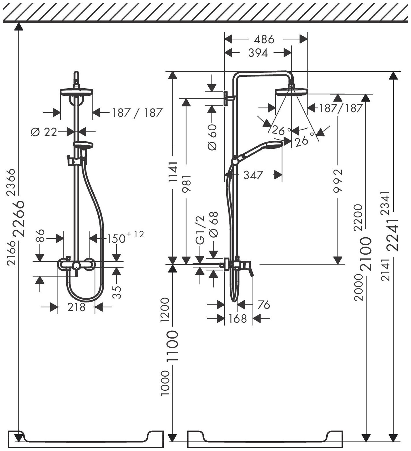 Croma Select E 180 27258400 Душевая система (1/2", 16 л/мин) Hansgrohe - фото №16