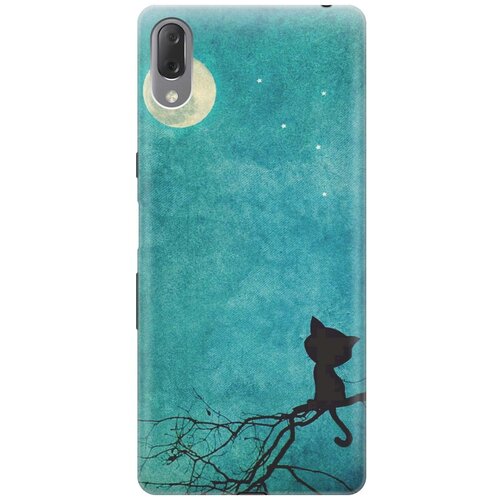 фото Re:paчехол - накладка artcolor для sony xperia l3 с принтом "котенок и луна"