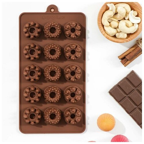 Форма для украшений Дольче силикон 201118 см 15 ячеек цвет коричневый 481₽