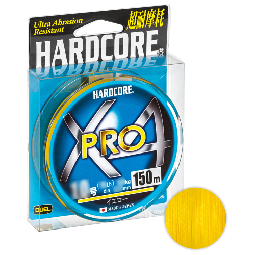 Duel/Yo-zuri, Шнур Hardcore Pro X4 Yellow, 150м, 0.6, 0.13мм, 5.4кг