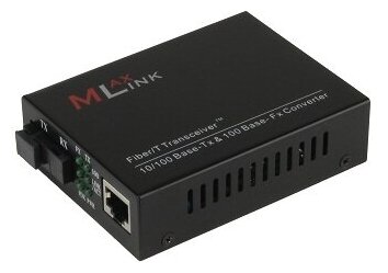 Медиаконвертер MlaxLink одноволоконный UTP/оптоволокно, 100Мбит/с, 20км, 1310/1550нм, RJ45/SC