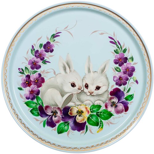 Жостовская фабрика декоративной росписи Жостовский поднос декоративный, размер 30 см (A9), металлический