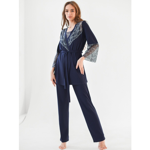 Комплект Текстильный Край, размер 46, синий пижама женская твой размер очарование с брюками со штанами с кружевом сексуальная ночная домашний комплект для сна 42 44