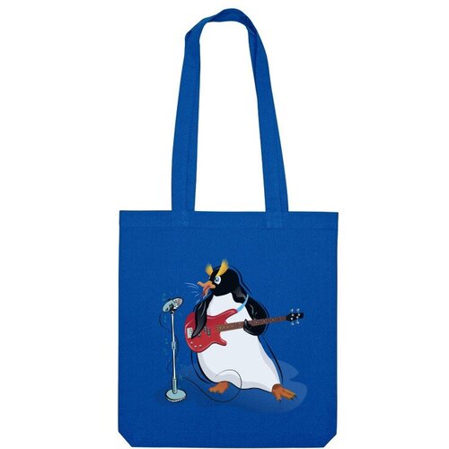 мужская футболка пингвин басист xl белый Сумка шоппер Us Basic, синий