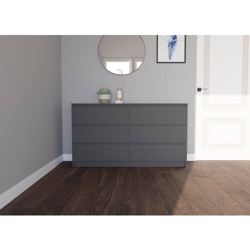 Комод, комод серый, комод 6 ящиков, комод без ручек