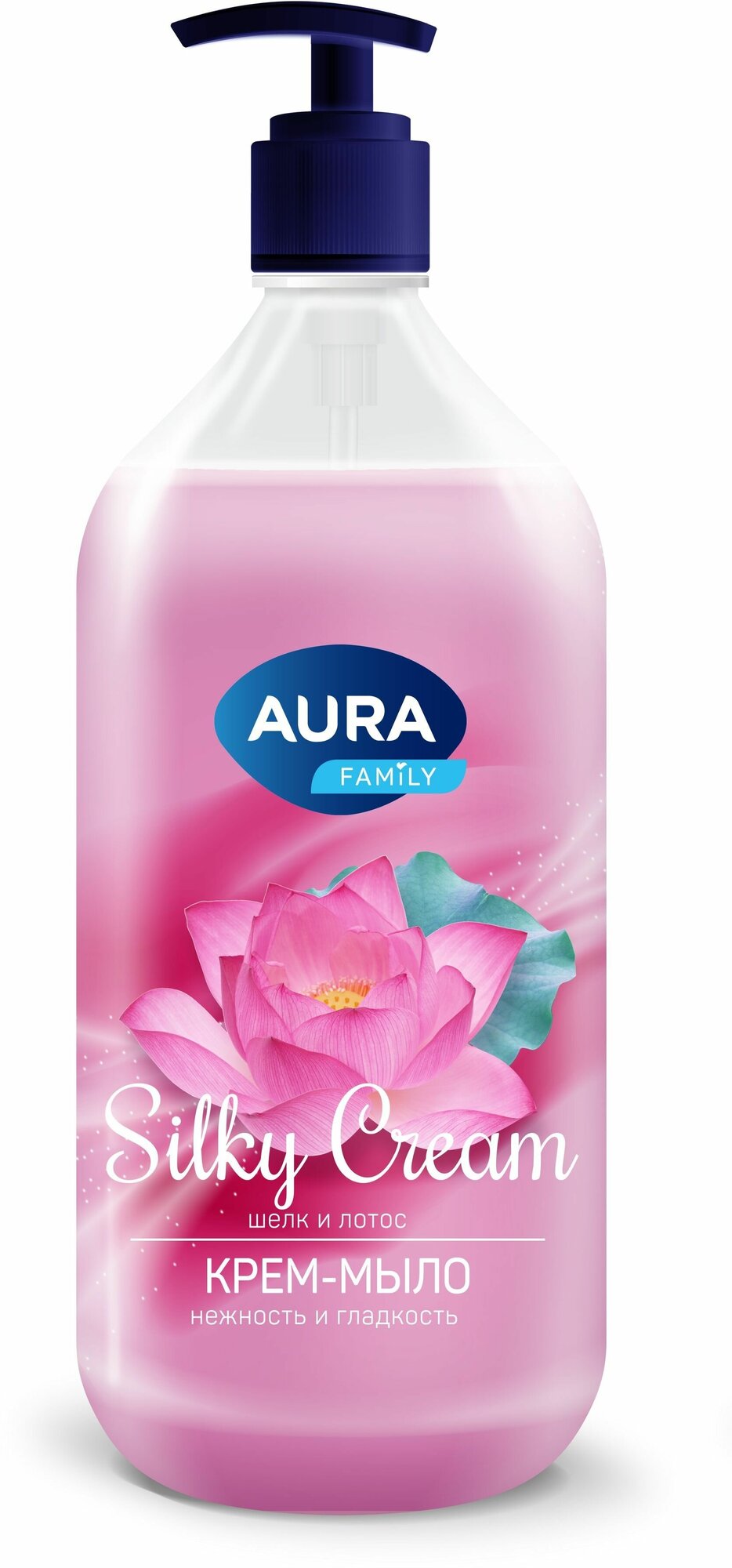 Набор из 3 штук AURA Silky Cream 1000мл Крем-мыло Шелк и лотос флакон/дозатор