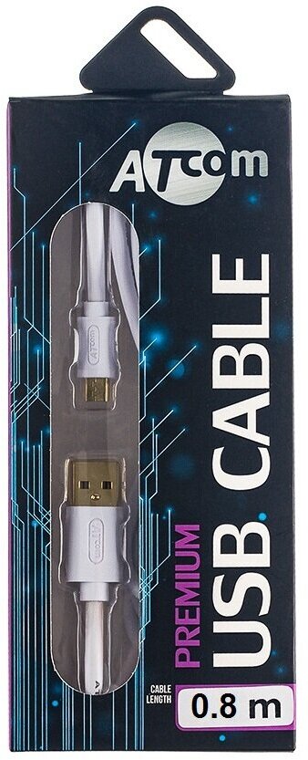 Кабель 0.8 m USB(Am) <=> microUSB, ATCOM блистер