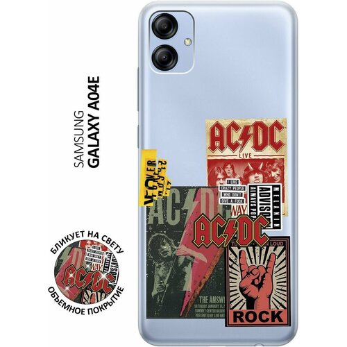 Силиконовый чехол с принтом AC/DC Stickers для Samsung Galaxy A04e / Самсунг А04е силиконовый чехол на samsung galaxy a04e самсунг а04е с 3d принтом shut down прозрачный