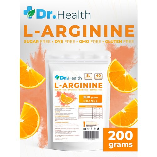 Dr.Health Аминокислота L-arginine 200г со вкусом апельсин таурин витамины для энергии комплекс для выносливости спортивное питание atech nutrition premium 60 капсул