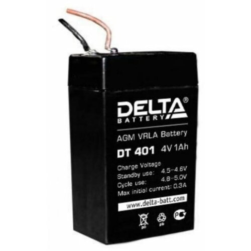 Батарея аккумуляторная DELTA DT 401 аккумуляторная батарея delta 2 3 ач 6 вольт dt 6023 75