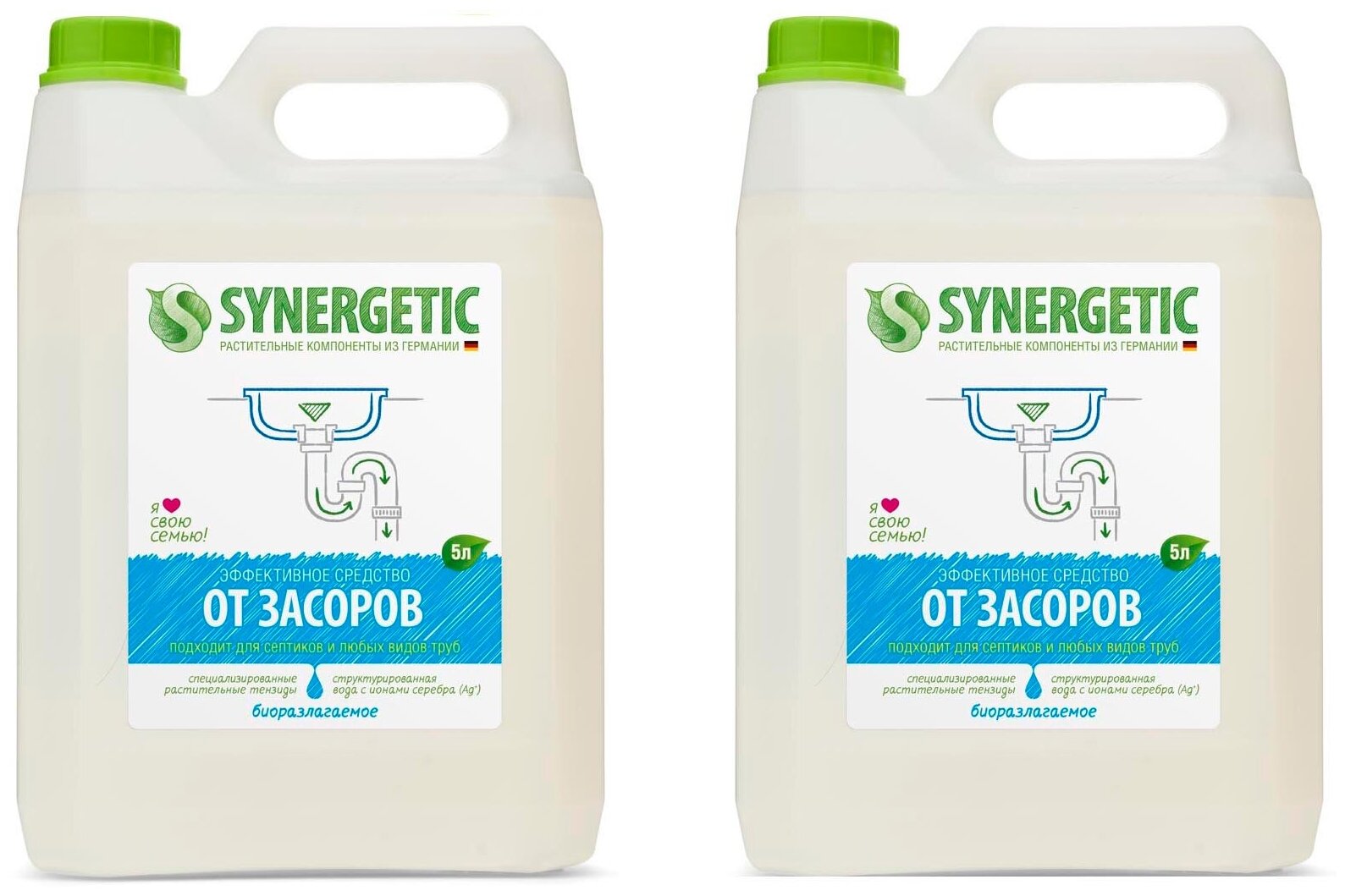 Synergetic жидкость для устранения засоров 5 л x 2 шт.