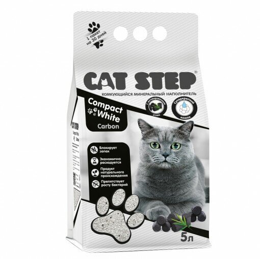 Комкующийся наполнитель Cat Step Compact White Carbon, 5л, 1 шт. - фотография № 10