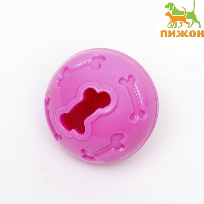 Пижон Мяч под лакомства, утолщённый TPR, 7 см, розовый