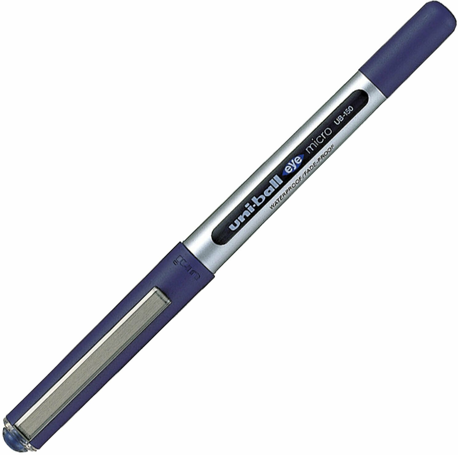 Ручка-роллер Uni-Ball Eye, синяя, корпус серебро, узел 0,5 мм, линия 0,3 мм, UB-150 BLUE Комплект - 6 шт.