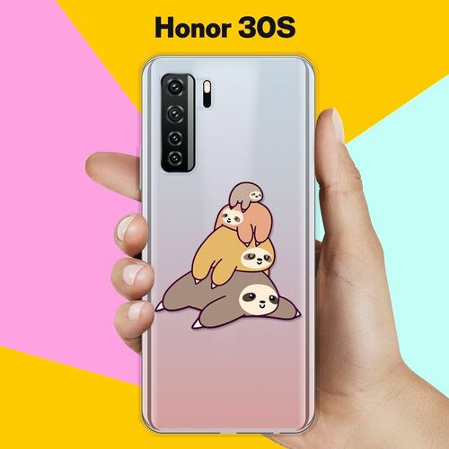 Силиконовый чехол 4 ленивца на Honor 30s