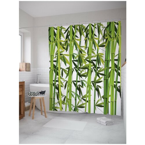фото Штора для ванной joyarty бамбуковые листья 180х200 (sc-8753)