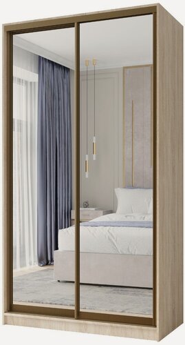 Изображение товара Шкаф купе, для одежды Зигмунд 2, Легкомаркет, 80х60х220, платяной, дуб сонома, профиль шампань, с зеркалом