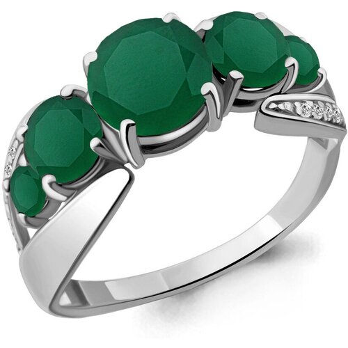 фото Кольцо diamant online, серебро, 925 проба, фианит, агат, размер 19