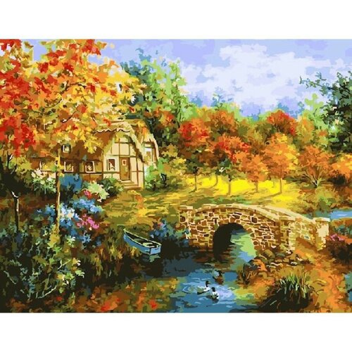 Картина по номерам Осенний мостик 40х50 см