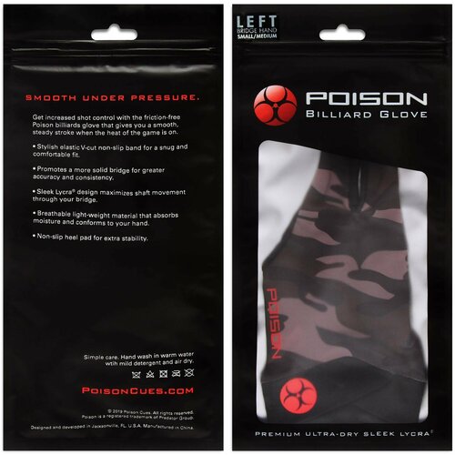 фото Перчатка для бильярда poison camo green s/m зеленая