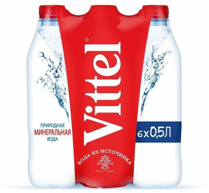 Минеральная вода Vittel (Виттель) 0,5 л х 6 шт, негазированная, пэт