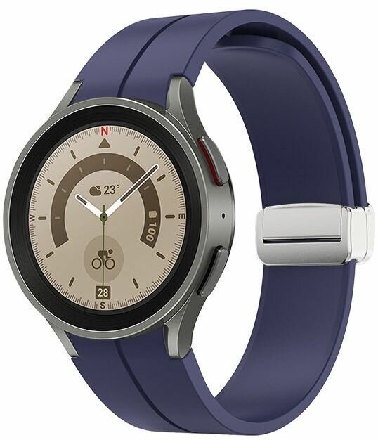 Ремешок силиконовый с магнитной застежкой для Samsung Galaxy Watch 4 /5 / 5 pro, синий