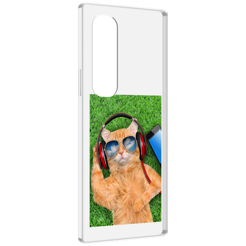 чехол mypads сиамский кот для samsung galaxy z fold 4 sm f936 задняя панель накладка бампер Чехол MyPads Кот-кайфарик для Samsung Galaxy Z Fold 4 (SM-F936) задняя-панель-накладка-бампер