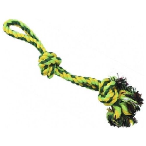 фото №1 гр 341 игрушка для собак грейфер веревка плетеная с двумя узлами и ручкой 40см n1
