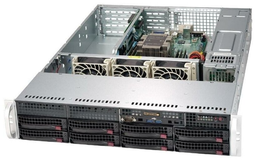 Сервер Supermicro SuperServer 5029P-WTR без процессора/без ОЗУ/без накопителей/количество отсеков 3.5" hot swap: 8/2 x 500 Вт/LAN 10 Гбит/c