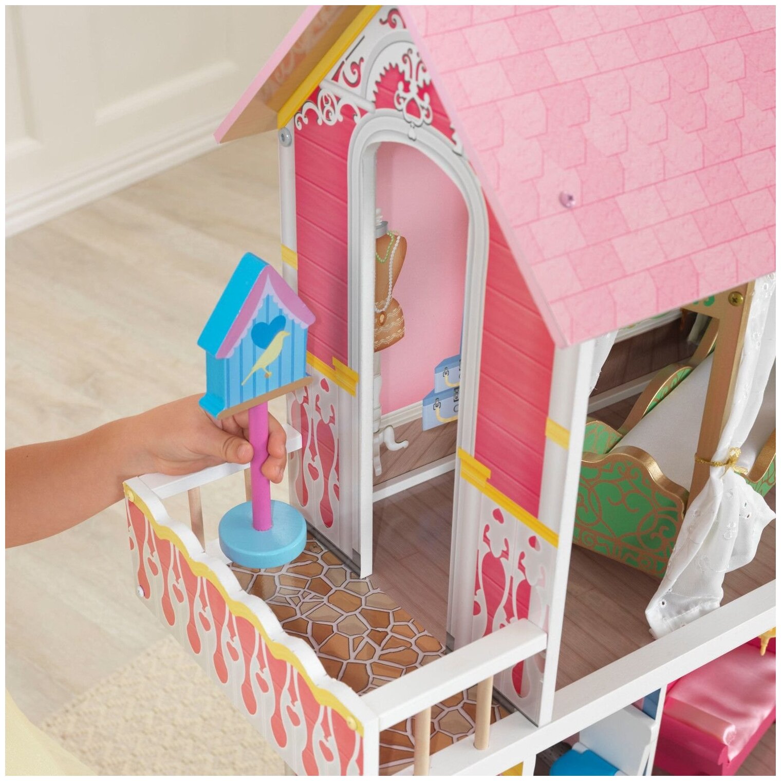 Дом для кукол KidKraft Для барби с мебелью карамельный дворец интерактивный 112 см - фото №4