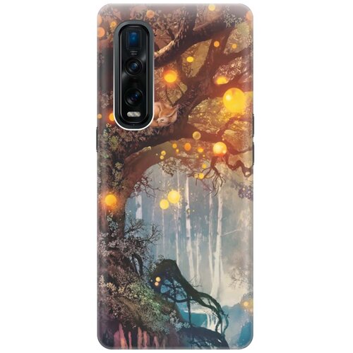 фото Cиликоновый чехол на oppo find x2 pro / оппо файнд х2 про с принтом "лиса на древе" gosso