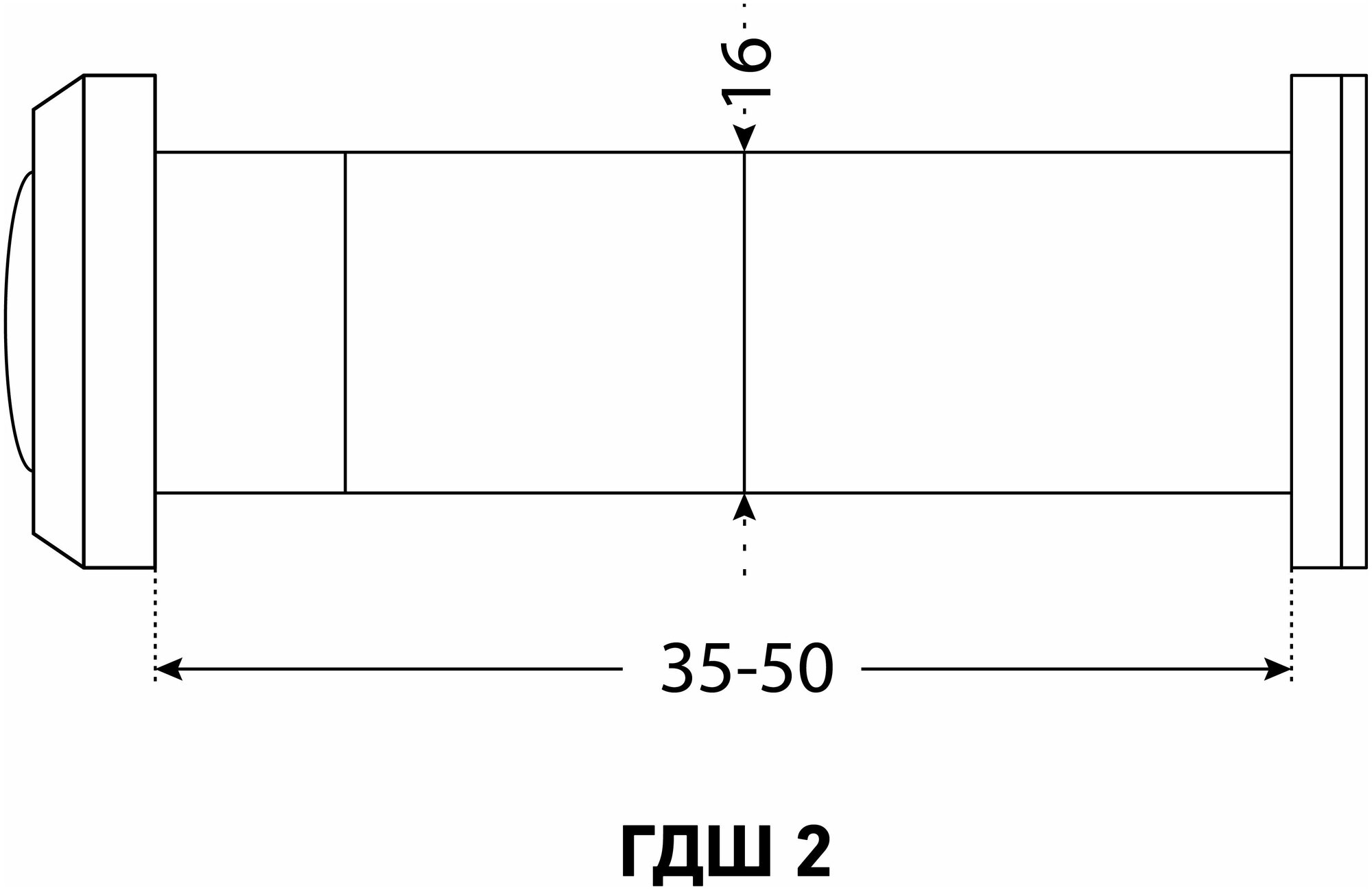 Глазок дверной для дверей 35-50 мм аллюр ГДШ-2 БШт 35-50мм, диаметр 16 мм, цвет хром