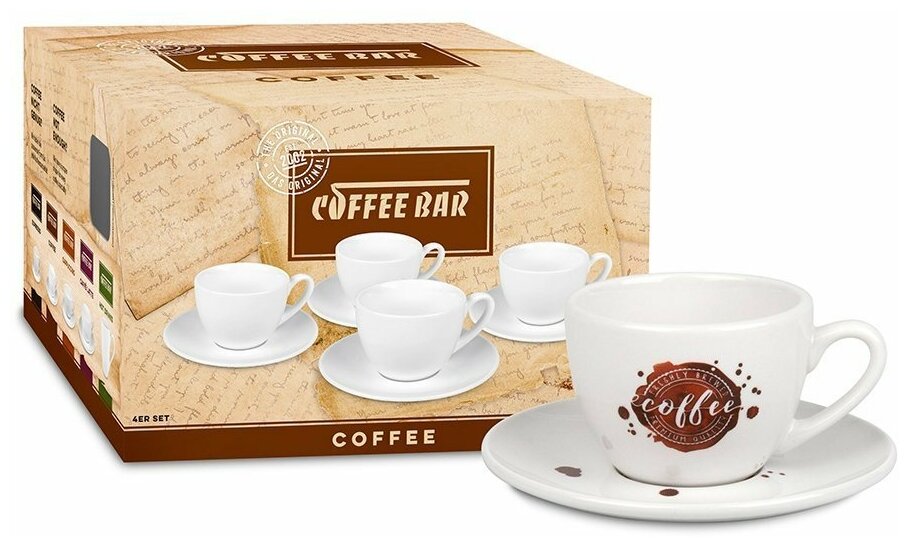 Koenitz Набор из 4 кофейных пар для кофе "Брызги кофе"