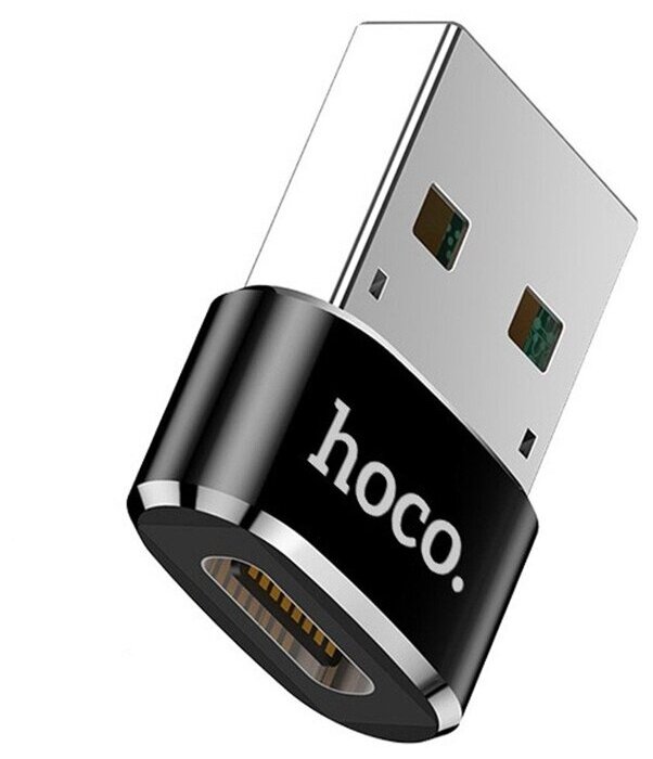 Переходник/адаптер Hoco UA6 USB Type-C - USB 2.0, 0.01 м, 1 шт, чёрный