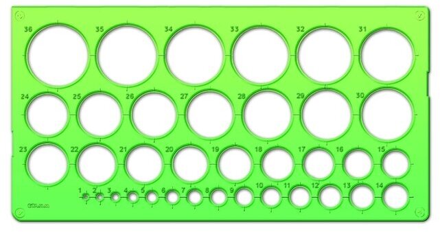 Стамм Трафарет Стамм "Окружности", 1-36 мм, зелёный