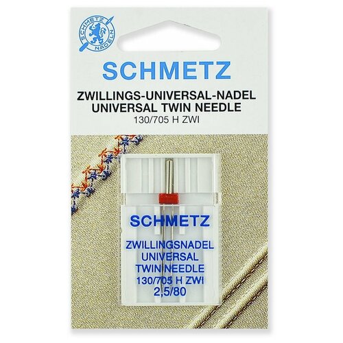 иглы schmetz двойные стандартные 100 8 0 1 шт Иглы стандартные двойные № 80/2.5, Schmetz, 1 шт.