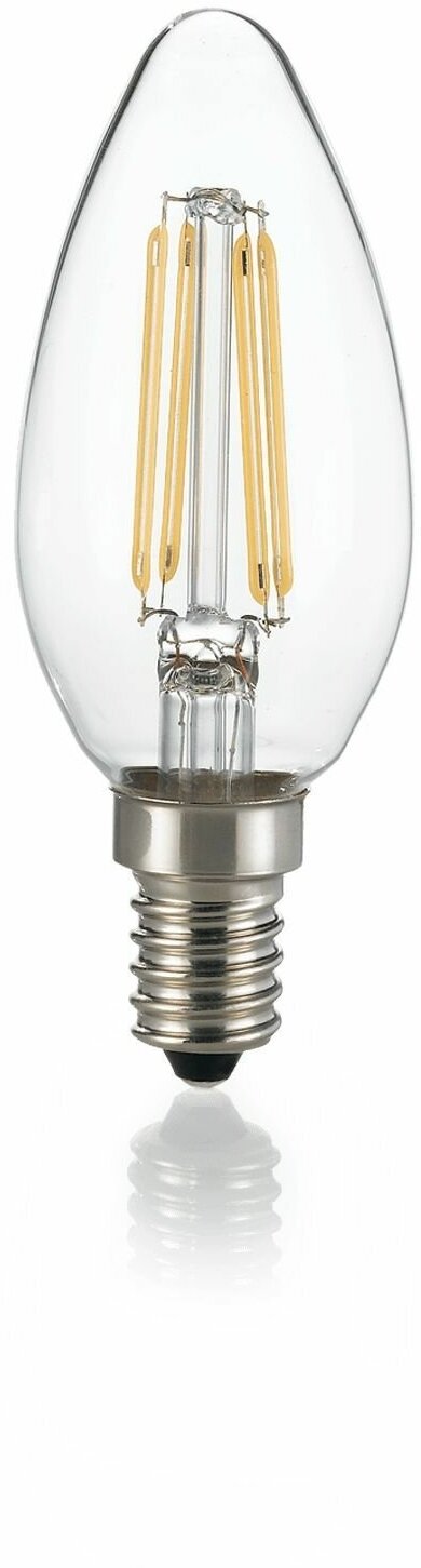 Лампа филаментная ideal lux Oliva С35 Свеча 4Вт 470Лм 3000К CRI80 Е14 230В Прозрачный Стекло Не диммируемая 101224.