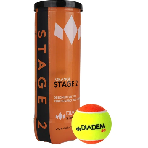 Мяч теннисный детский DIADEM Stage 2 Orange Ball, арт. BALL-CASE-OR, уп. 3 шт мяч теннисный детский diadem stage 3 red ball ball case red 3 шт фетр натуральная резина желто красный