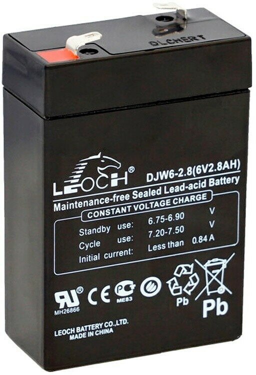 Свинцово-кислотный аккумулятор LEOCH DJW6-28 (6 В 28 Ач)