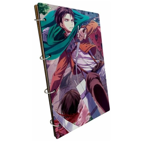 Тетрадь со сменными блоками на кольцах, A4 120 листов с деревянной обложкой аниме - 187