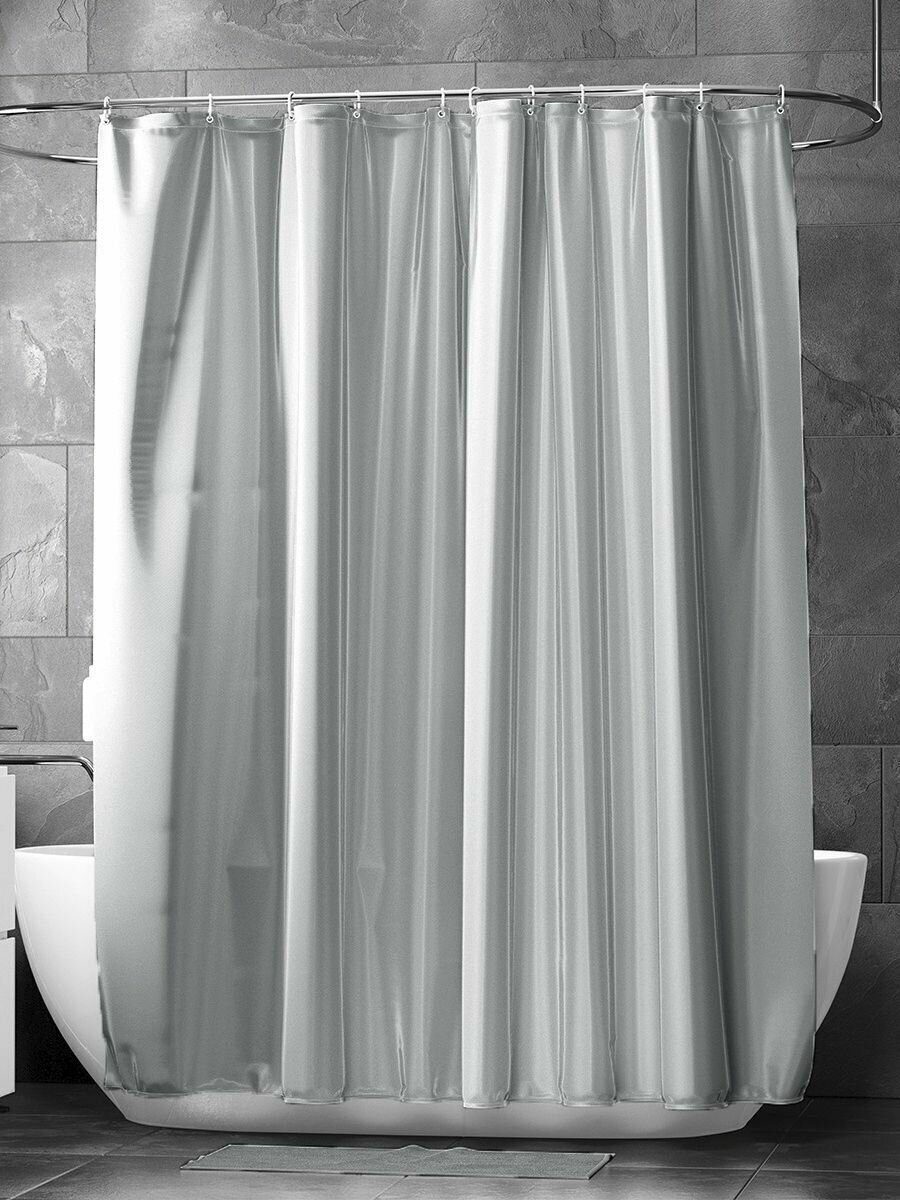 Штора для ванной Bath Plus Super Big 280x200 см полиэстер цвет светло-серый - фото №2