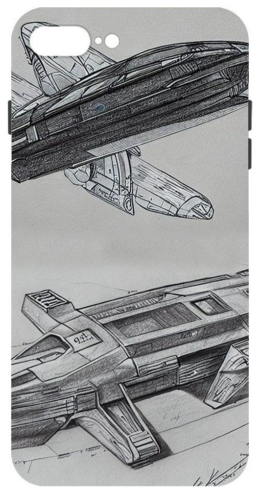 Чехол-накладка Krutoff Soft Case Набросок для iPhone 7 Plus/8 Plus черный