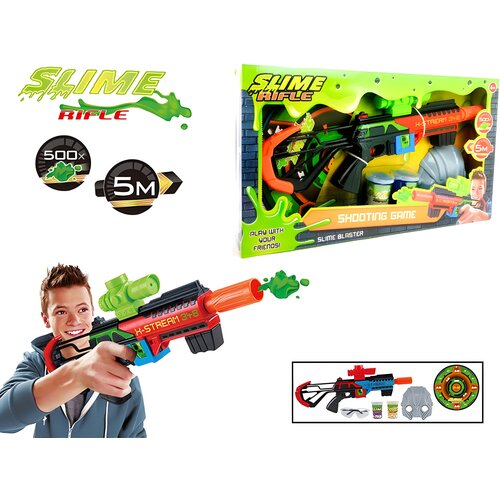 Автомат бластер для стрельбы слаймом Slime Rifle, маска, мишень, слаймы, 53х30х6,5 см